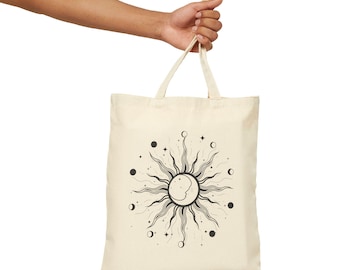 Dark Sun And Moon- Funny Reusable Cotton Canvas Tote Bag, Eco Friendly, Teacher Gifts, Adorable Tote Bag, Funny Art Meme, Beautiful Tote