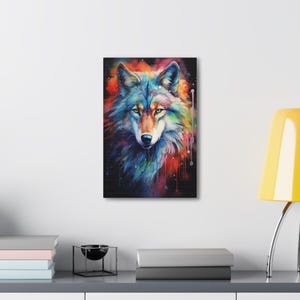 Wolf Portrait- Water Color Canvas, Premium Wall Art Canvas, Gift Idea, Minimalistic Wall Art, Modern Wall Art, Vintage Art, Wedding Gift