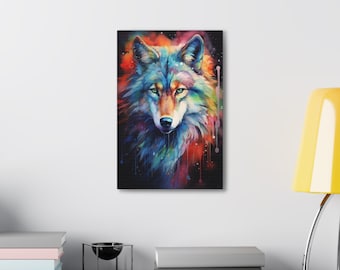 Wolf Portrait- Water Color Canvas, Premium Wall Art Canvas, Gift Idea, Minimalistic Wall Art, Modern Wall Art, Vintage Art, Wedding Gift