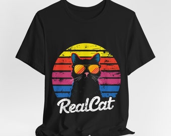 Camiseta de gato vintage, camiseta retro, camiseta vintage, camiseta de mamá gata, camiseta de amante de los gatos, camiseta de gato real, regalo para amante de los gatos, camiseta de papá gato