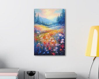 Fields of Flowers V-2- High Detail Canvas, Premium Art Canvas, Gift Idea, Minimalistic Wall Art, Modern Wall Art, Vintage Art, Wedding Gift