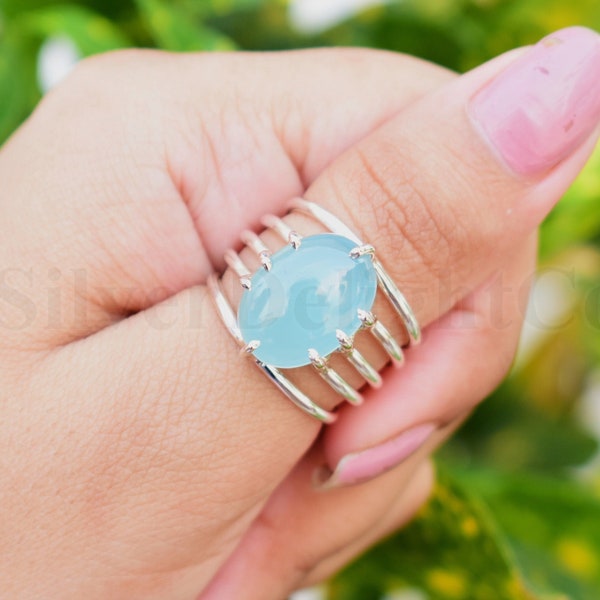 Blue Gemstone Ring Etsy