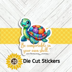 Turtle Shell Die Cut Stickers: Colorful, Matte, Journaling, Scrapbooking (Set of 20)