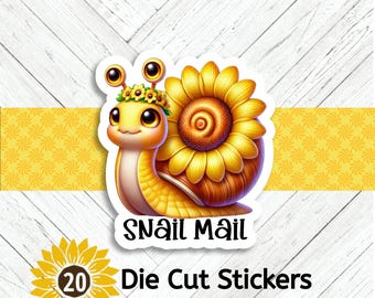 Sunflower Happy Mail Bear Die Cut Stickers - Set of 20 - Gifts for Her ...