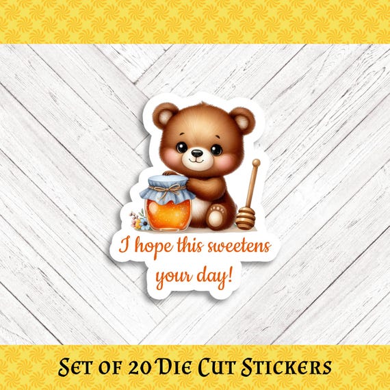 Honey Bear Die Cut Crafting & Happy Mail Stickers - Set of 20