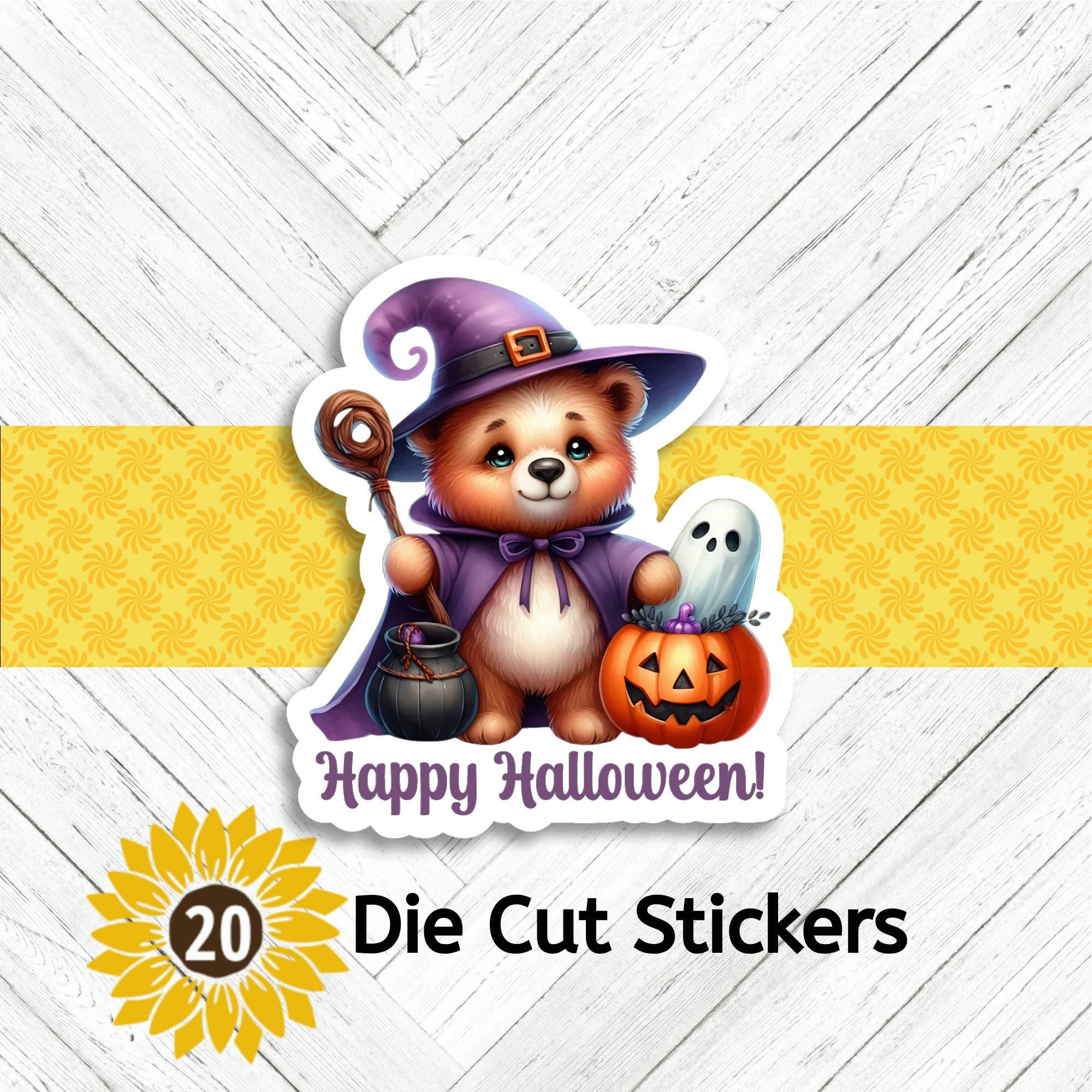 Happy Halloween Teddy Bear Die Cut Stickers - Set of 20 - Etsy