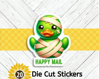 Mummy Duck Die Cut Stickers: Halloween Happy Mail - Set of 20