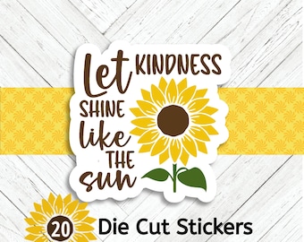 Sunflower Kindness Die Cut Stickers: Crafting, Happy Mail & Scrapbooking - Set of 20