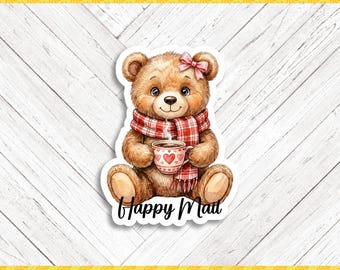 Sunflower Happy Mail Bear Die Cut Stickers - Set of 20 - Gifts for Her ...