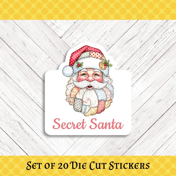 Secret Santa Christmas Die Cut Stickers - Set of 20