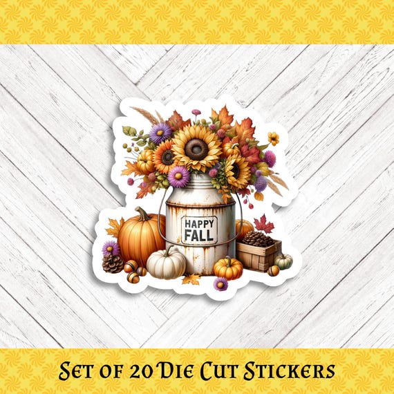 Rustic Fall Milk Can Die Cut Stickers - Set of 20