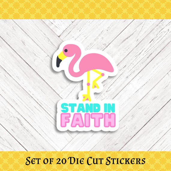 Flamingo Faith Die Cut Stickers: Crafting, Happy Mail & Scrapbooking - Set of 20
