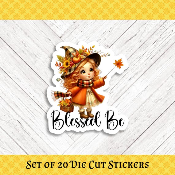 Youthful Autumn Witch Die Cut Stickers - Set of 20