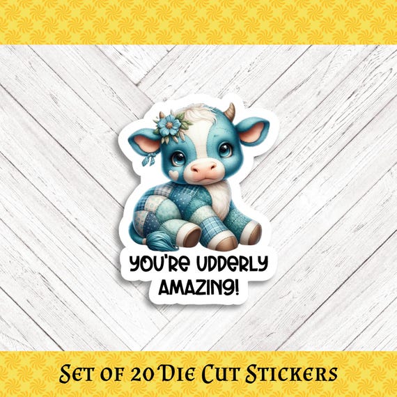 COW PUN Die Cut Stickers: Crafting, Happy Mail & Scrapbooking - Assorted Set of 20