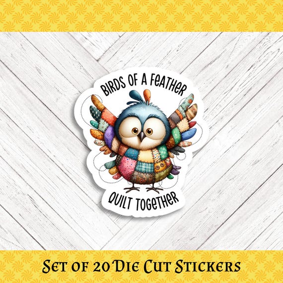 Bird Quilting Die Cut Happy Mail and  Stickers - Set of 20