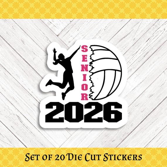 VOLLEYBALL SENIOR Die Cut Stickers: Crafting, Happy Mail & Scrapbooking - Set of 20