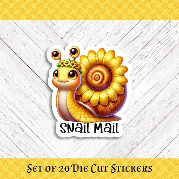 Sunflower Snail Mail Die Cut Stickers: Happy Mail - Set of 20