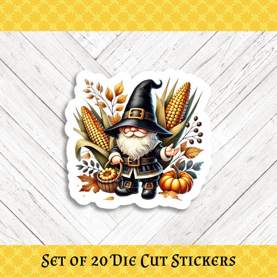 Harvest Gnome Die Cut Stickers - Set of 20
