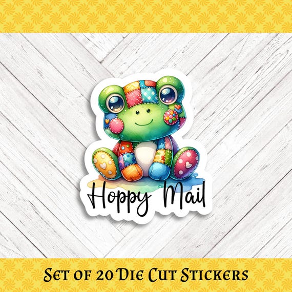 Patchwork Frog Happy Mail Die Cut Stickers - Set of 20