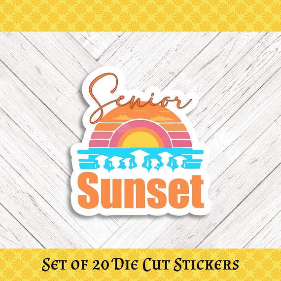 SENIOR SUNSET Die Cut Stickers: Crafting, Happy Mail & Scrapbooking - Set of 20