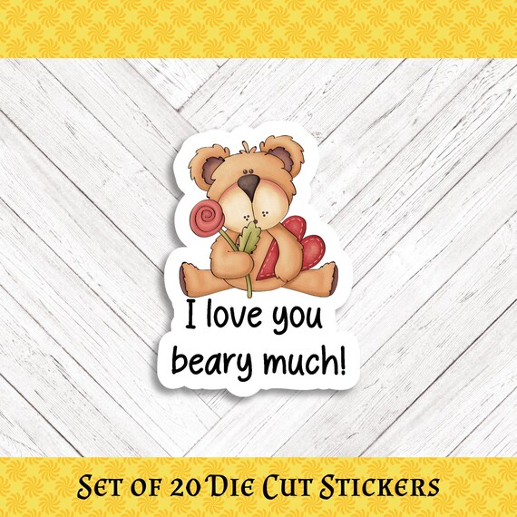 BEAR PUN Die Cut Stickers: Crafting, Happy Mail & Scrapbooking - Set of 20