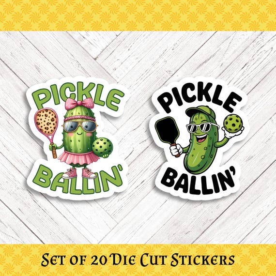PICKLEBALL Die Cut Stickers: Crafting, Happy Mail & Scrapbooking - Set of 20