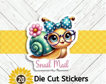 Pretty Snail Die Cut Stickers: Crafting and Happy Mail - Set of 20