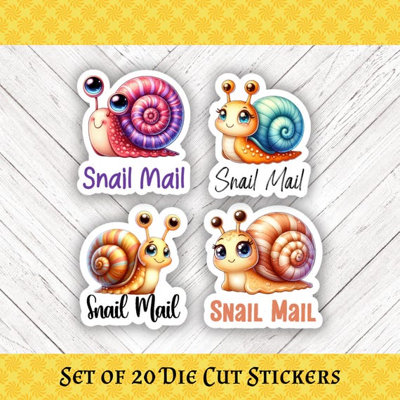 Snail Mail Die Cut Stickers: Crafting and Happy Mail - Assorted Set of 20
