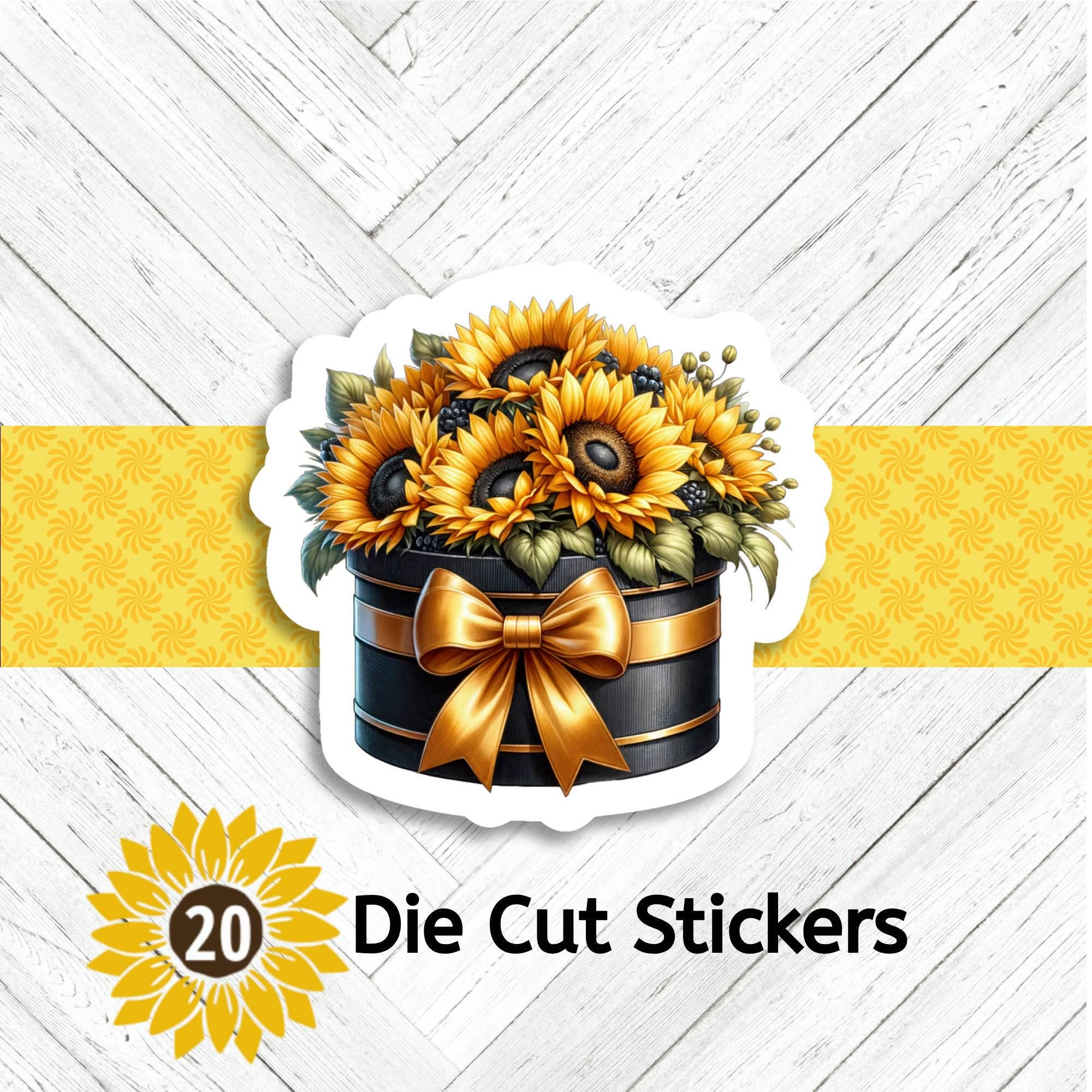 SUNFLOWER HAT BOX Die Cut Stickers: Crafting, Happy Mail & Scrapbooking ...