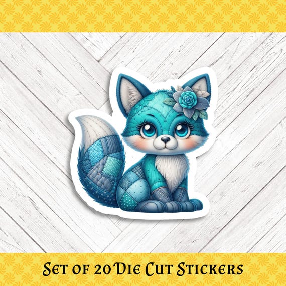 Patchwork Fox Die Cut Crafting and Happy Mail Stickers - Set of 20