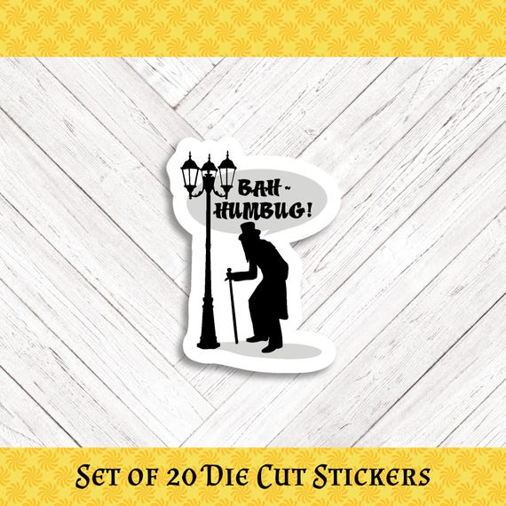 Scrooge 'Bah Humbug' Christmas Die Cut Stickers - Set of 20