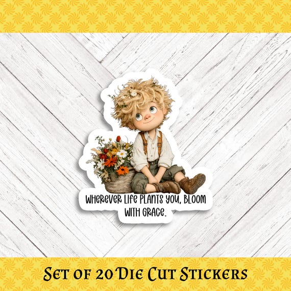 Boy in Bloom Die Cut Stickers - Set of 20