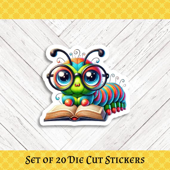 Bookworm Die Cut Crafting Stickers - Set of 20