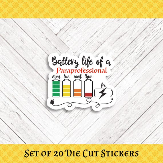 BATTERY LIFE PARA Die Cut Stickers: Crafting, Happy Mail & Scrapbooking - Set of 20