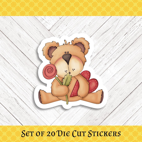 Love Bear Die Cut Stickers: Crafting, Happy Mail & Scrapbooking - Set of 20