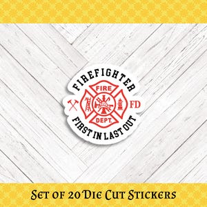 Firefighter FILO Die Cut Happy Mail and  Stickers (1 Design - Set of 20)