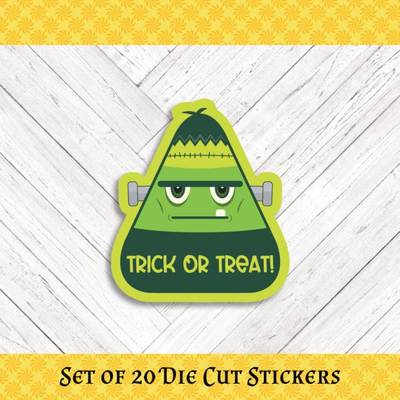 Frankenstein Candy Corn Halloween Die Cut Stickers: Crafting and Happy Mail - Set of 20