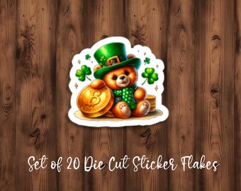 St. Patrick Bears Die Cut Stickers  - Set of 20