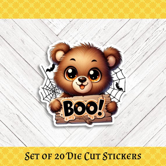 Halloween Teddy Bear Die Cut Stickers: Crafting and Happy Mail - Assorted Set of 20