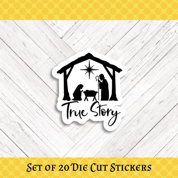 True Story Nativity Christmas Die Cut Stickers - Set of 20