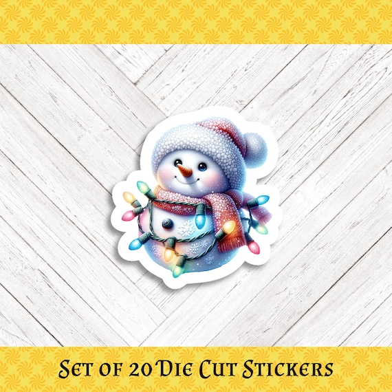 Festive Holiday Snowman Die Cut Stickers: Crafting and Happy Mail - Set of 20
