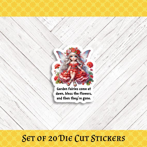 GARDEN FAIRY Die Cut Stickers: Crafting, Happy Mail & Scrapbooking - Set of 20