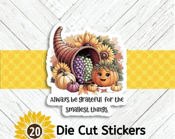 Grateful Cornucopia Die Cut Stickers – Matte Journaling Decals (Set of 20)