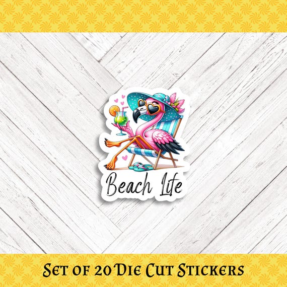 BEACH LIFE Die Cut Stickers: Crafting, Happy Mail & Scrapbooking - Set of 20