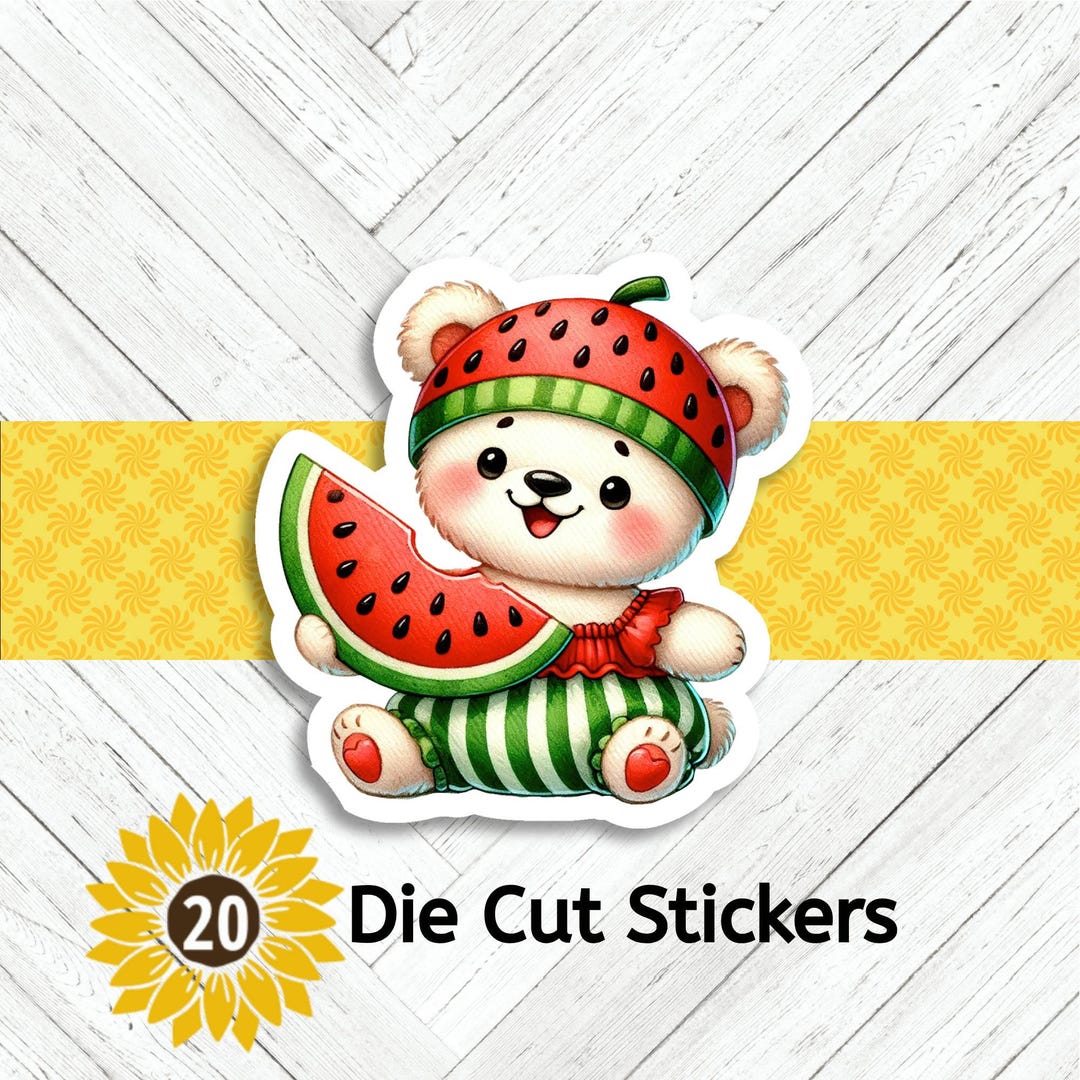 Watermelon Teddy Bear Die Cut Stickers: Scrapbooking, Happy Mail (set ...