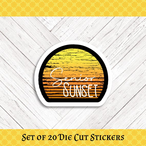 DISTRESSED SENIOR SUNSET Die Cut Stickers: Crafting, Happy Mail & Scrapbooking - Set of 20