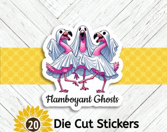 Flamingo Ghost Die Cut Stickers: Halloween Set (20 Count)
