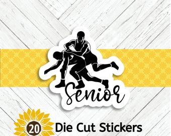 Senior WRESTLING Die Cut Stickers: - Set of 20