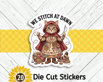 We Stitch at Dawn Sewing/Quilting Die Cut Stickers - Set of 20