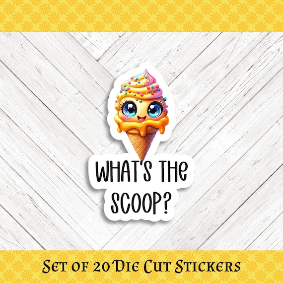 ICE CREAM PUN Die Cut Stickers: Crafting, Happy Mail & Scrapbooking - Set of 20